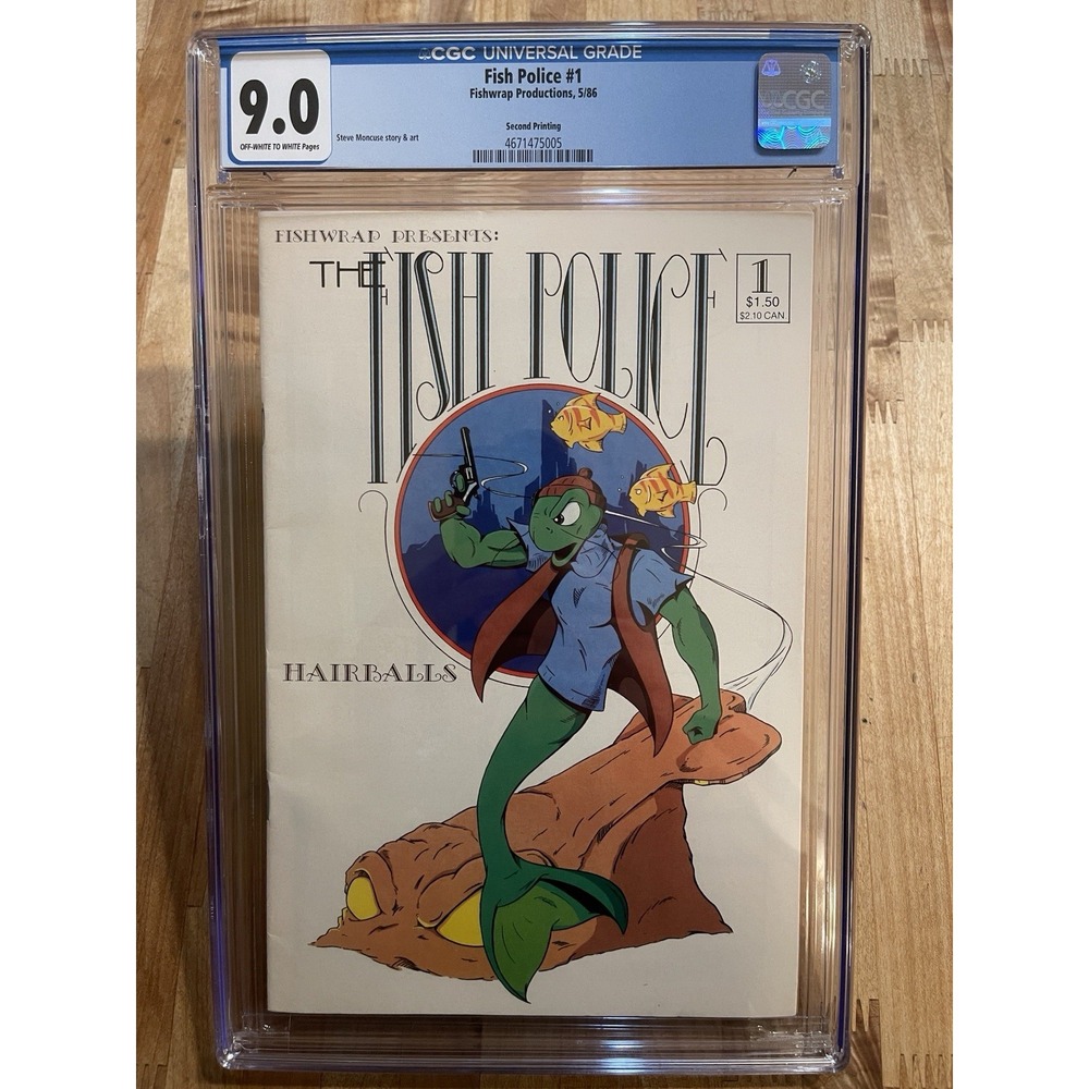 Fish Police 1 CGC 9.0 1986 Graded Comic‎ New Slab White Pages Fishwrap